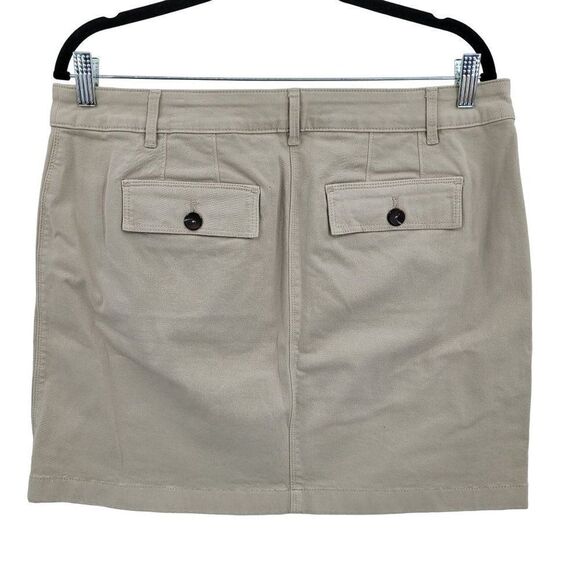 WHBM Mini Skirt 10 Tan Cotton Stretch Aline Button Front Cargo Safari Pockets - Picture 5 of 14